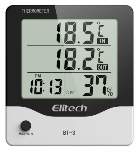 Elitech Bt-3 Thermometer Hygrometer Humidity Temperature Meter W/outdoor Sensor