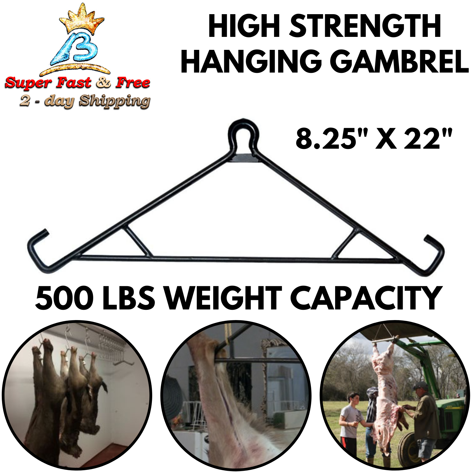 500 Lbs Juego Colgante Gambrel Game Deer Hog Goat Hook Hanger Hunting Lift Tool