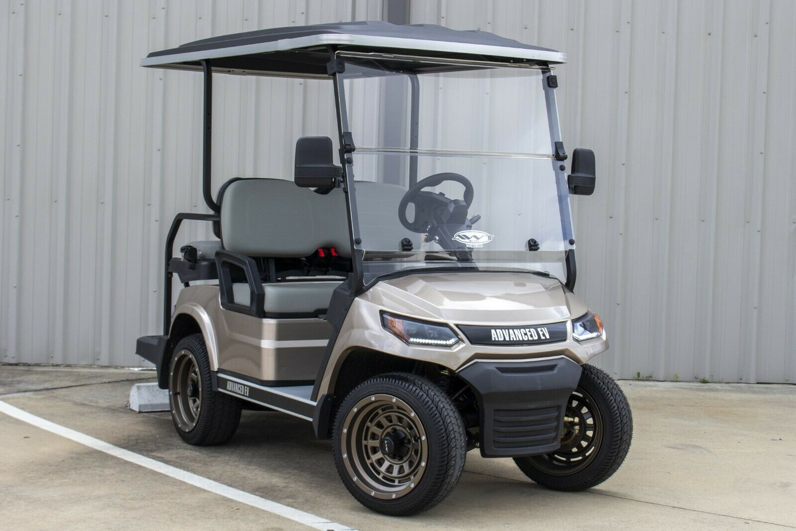 New Champagne / Gray 48v Electric Golf Cart 4 Passenger 2" Lift Bronze Wheels