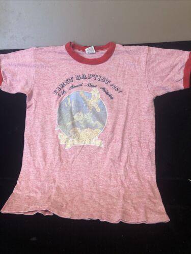 Vintage 1981 First Baptist T-shirt Youth Size Large Bullfrogs And Butterflies