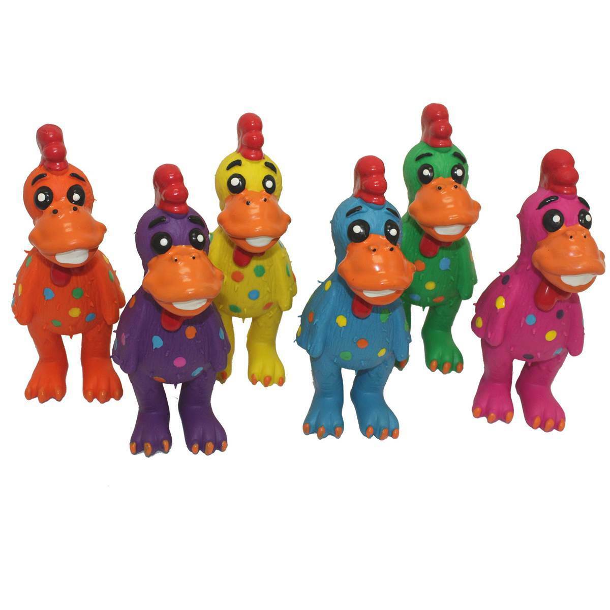 Multipet Latex Polka Dot Globken Chicken Dog Toy, Color Varies 5.6"inch