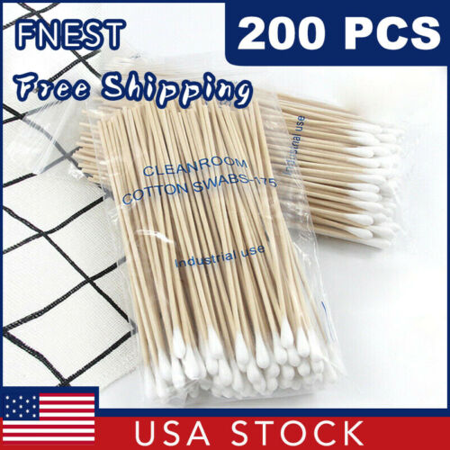 200pc Cotton Swabs Q-tips 6" Long Wood Wooden Handle Cleaning Applicators New Us