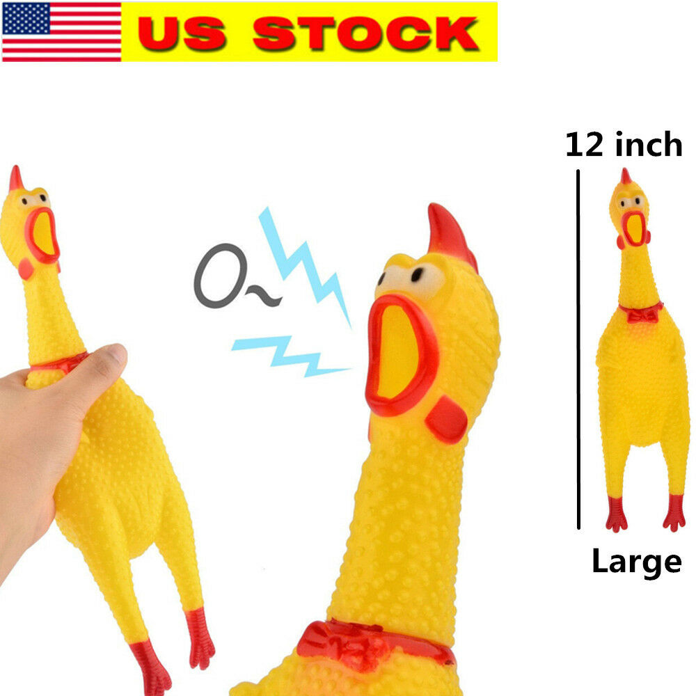 Large Fun Pet Dogs Shrilling Rubber Chicken Chew Sound Squeeze Screaming Toy-usa