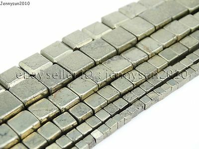 Natural Iron Pyrite Gemstone Square Cube Spacer Beads 15'' 3mm 4mm 6mm 8mm 10mm