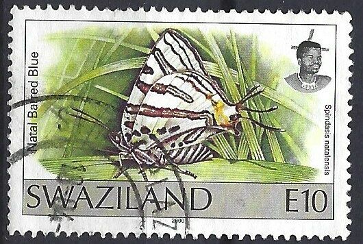 Swaziland 1992-2000 E10 Butterfly Sc#613 Difficult To Get Postal Used 0476