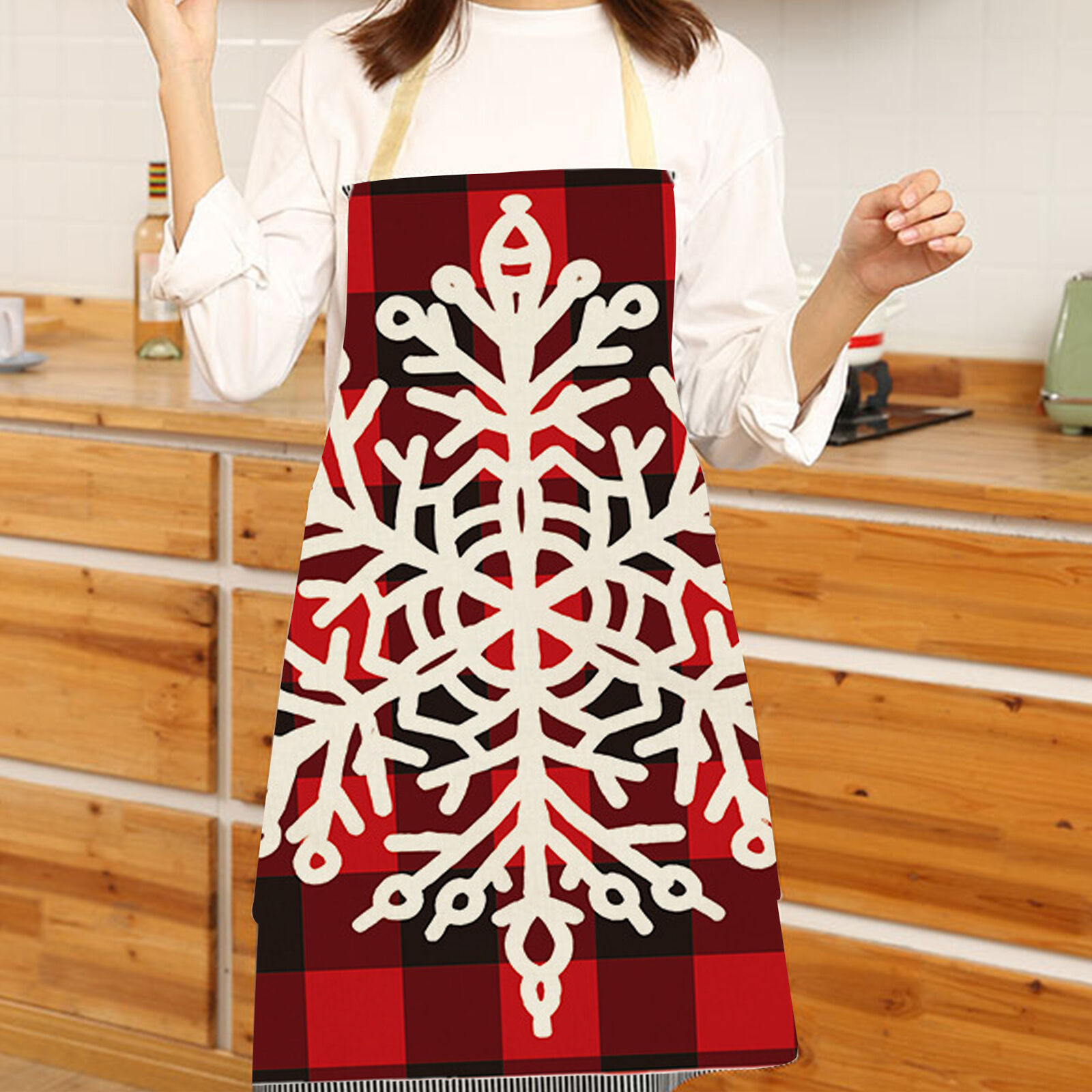 Christmas Apron Long Lasting Cartoon Pattern Flax Excellent For Home