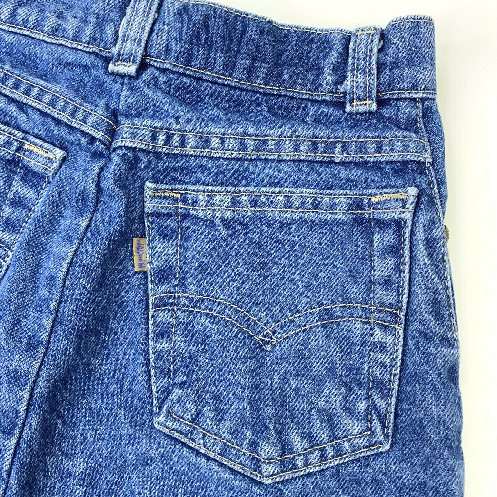 Vintage 90s Levis Gold Tab Dark Wash Blue Jean Denim Skirt - Girls 12 - Usa Made