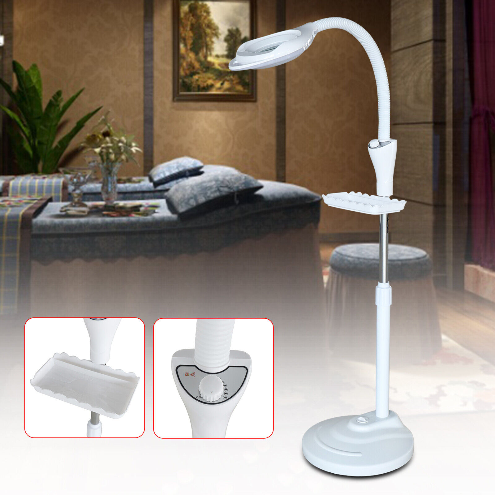 16x Diopter Led Facial Magnifying Floor Stand Lamp Lens Light Beauty Magnifier