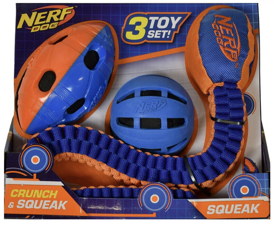 Nwt! Nerf Dog Toy Set Or Each Individual Crunch & Squeak Tuff Tug Ball Football