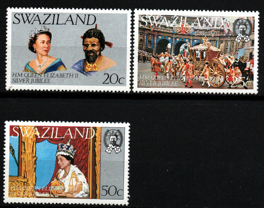 Swaziland 1977 - Set Silver Wedding Anniversary Elizabeth Ii Mnh