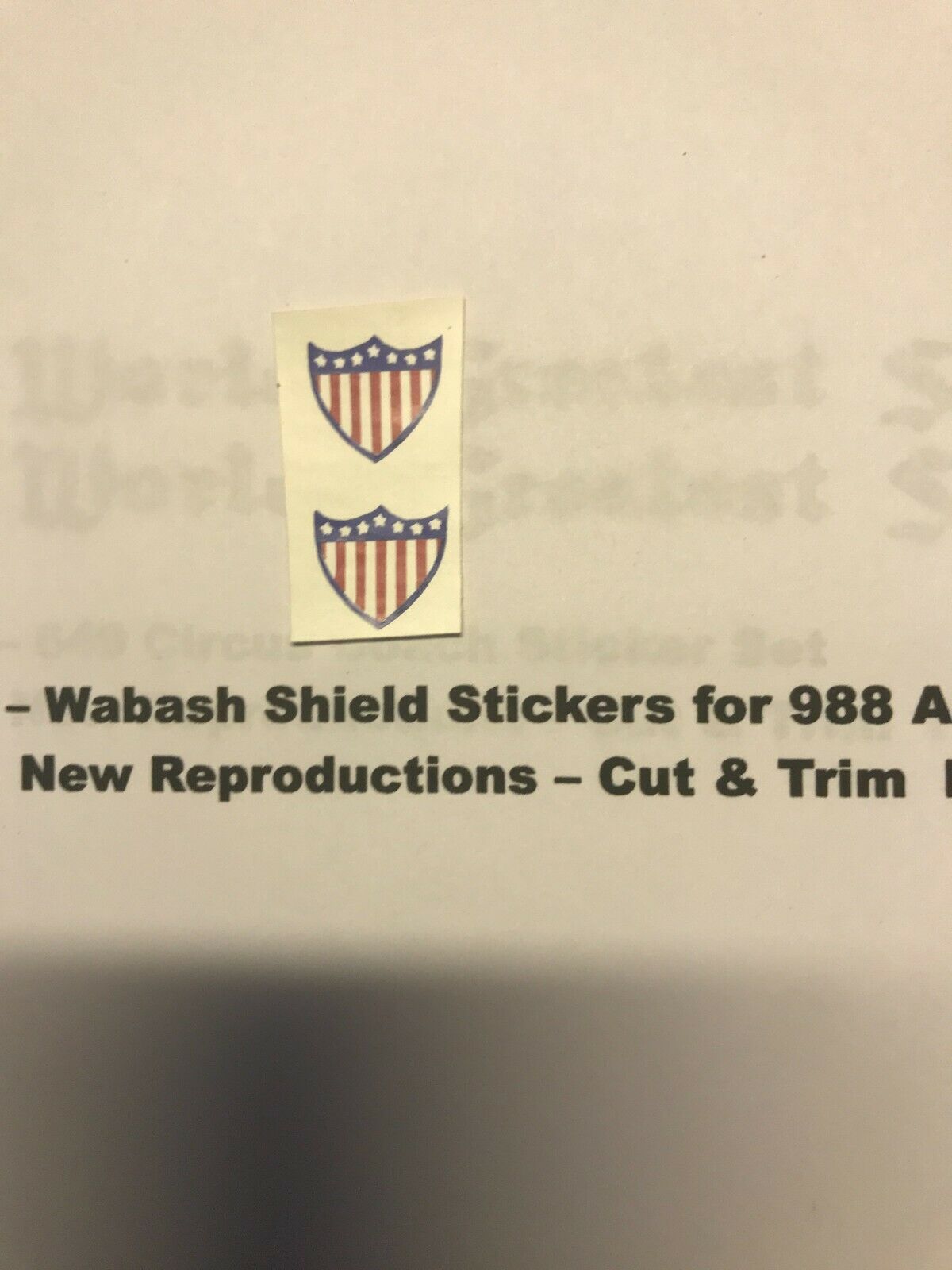 American Flyer Parts -  Wabash Shield Stickers For 988 Art 1 Pr St0616