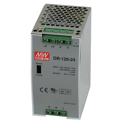 Mean Well Dr-120-24 Ac To Dc Din-rail Power Supply 24 Volt 5 Amp 120 Watt
