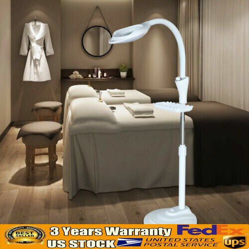 16x Diopter Led Magnifying Floor Stand Lamp Glass Lens Salon Magnifier Gooseneck