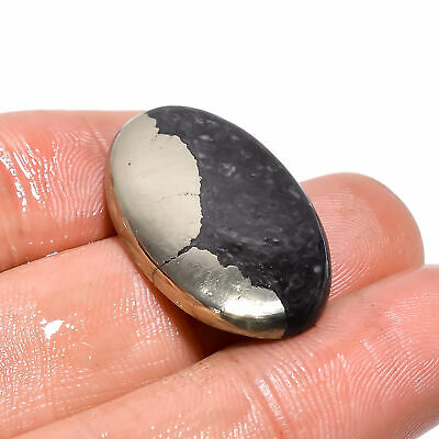 Natural Pyrite Oval Shape Cabochon Loose Gemstone 23 Ct. 26x16x4 Mm Jsm-4636