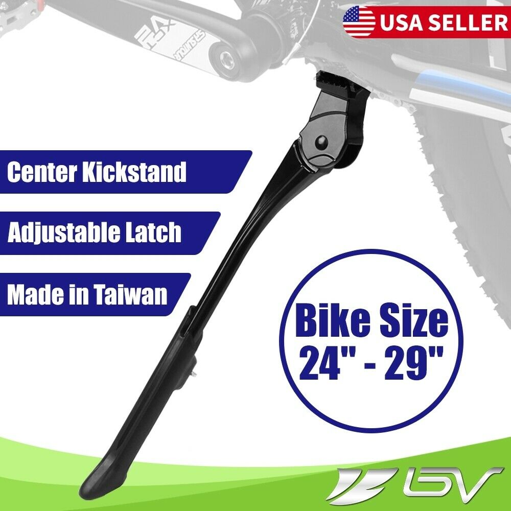 Bv Alloy Bike Kickstand Center Mount Adjustable Spring-loaded Latch Fit 24"-29"