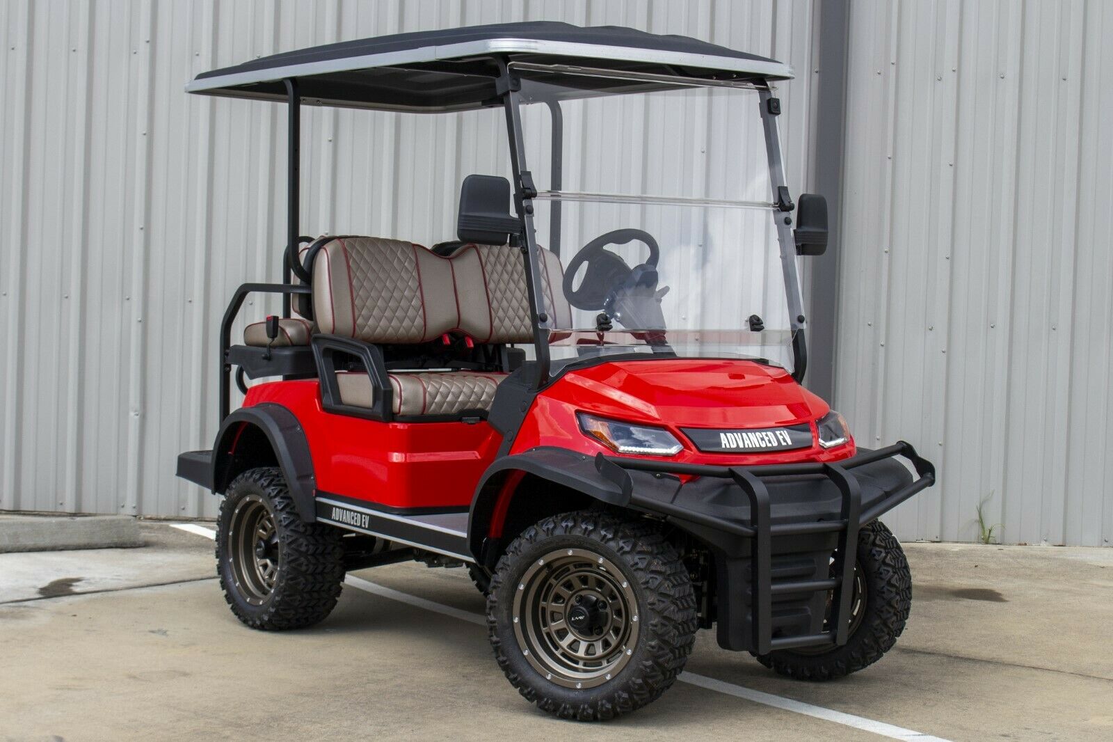 New Red / Custom Seats / Bronze Wheels 48v Electric Golf Cart Lifted 4 Passenger