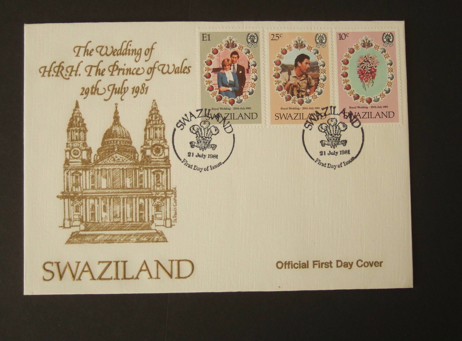 Swaziland 1981 Royal Wedding Fdc First Day Cover Princess Diana Flowers Bouquet