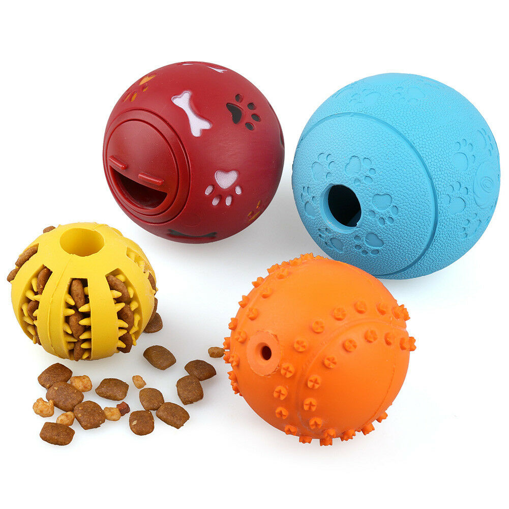 4 Pack Durable Dog Ball Toys For Aggressive Chewers Teething Cleaning Dispenser
