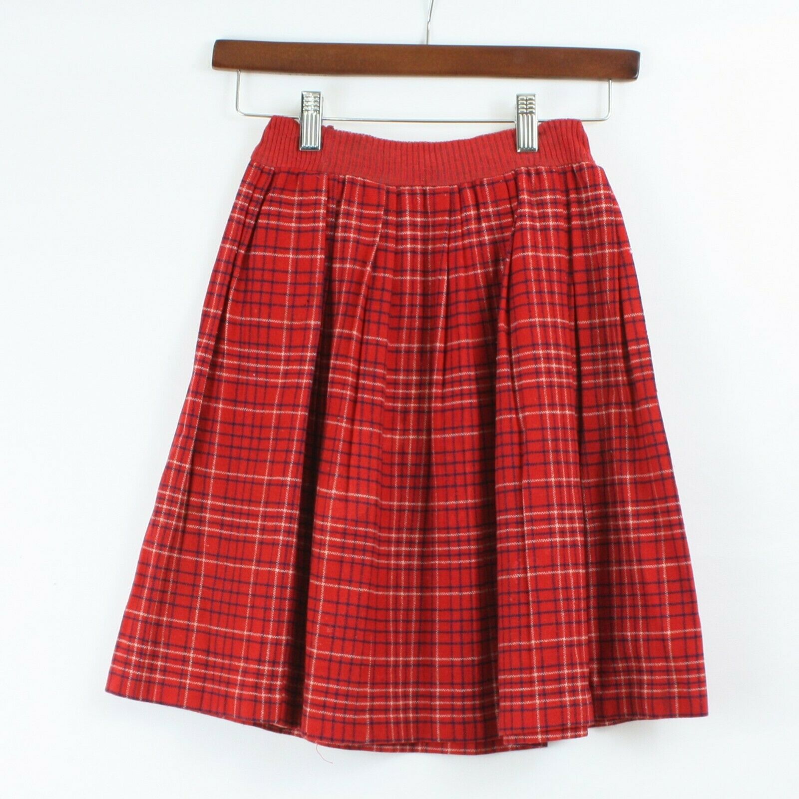 Vtg 1950s Girls Circle Skirt Red Black Plaid High Waist 50s Rockabilly 3 4  #b07