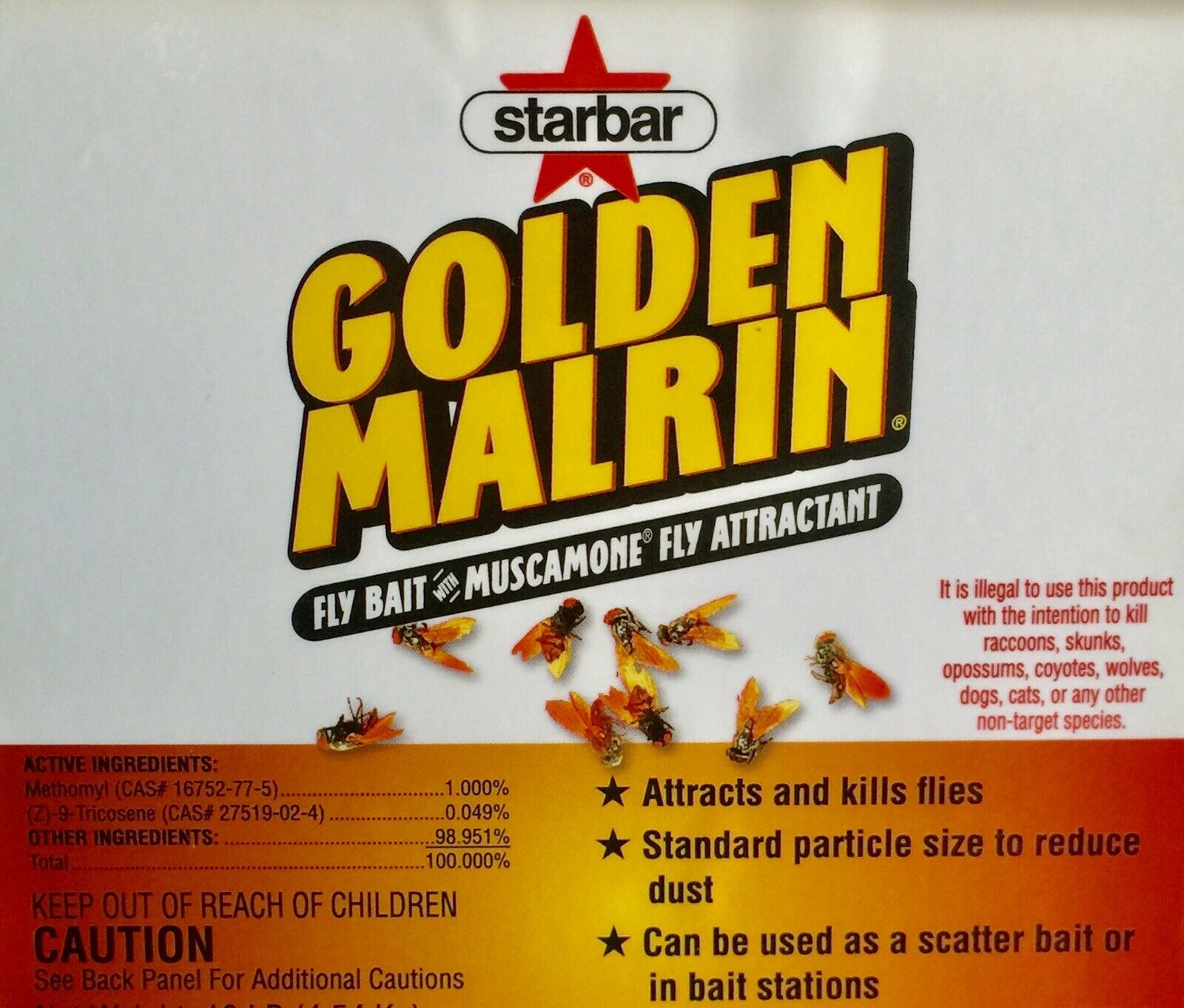 Original Golden Malrin Fly Bait Methomyl 2lbs Repackaged 100's Sold!!