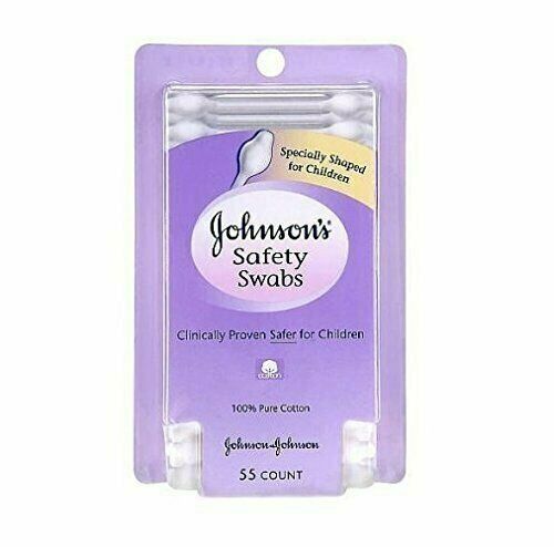 Johnson's Safety Swabs 100% Pure Cotton Clinically Proven Safer 55 Ct Pack Of 12