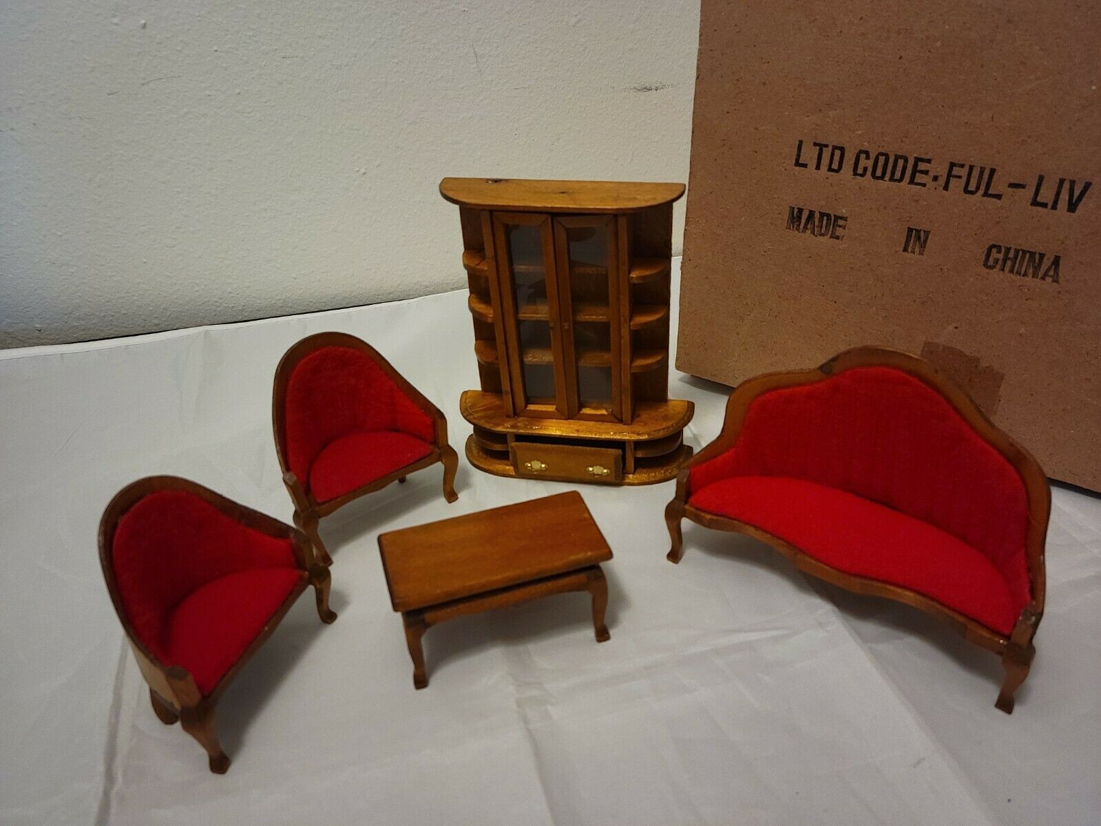 Miniature Wood Dollhouse Furniture - 5 Pc Living Room Set / Nib / Code Ful-liv